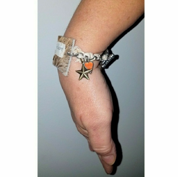 Rustic Leather Bracelet Cuff - Picture 4 of 8